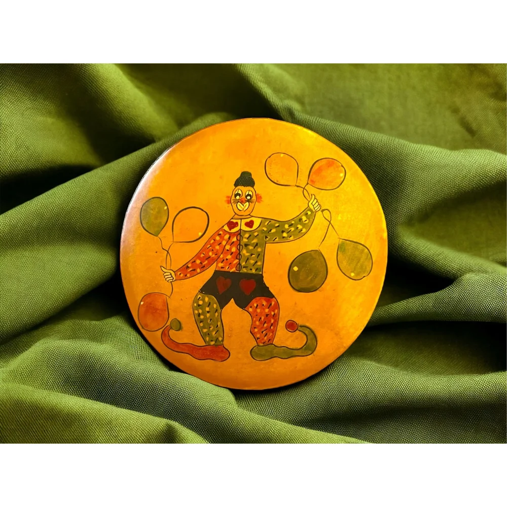 Vintage Handcrafted Laquered Clown Trinket Box Unique Hand painted Gift